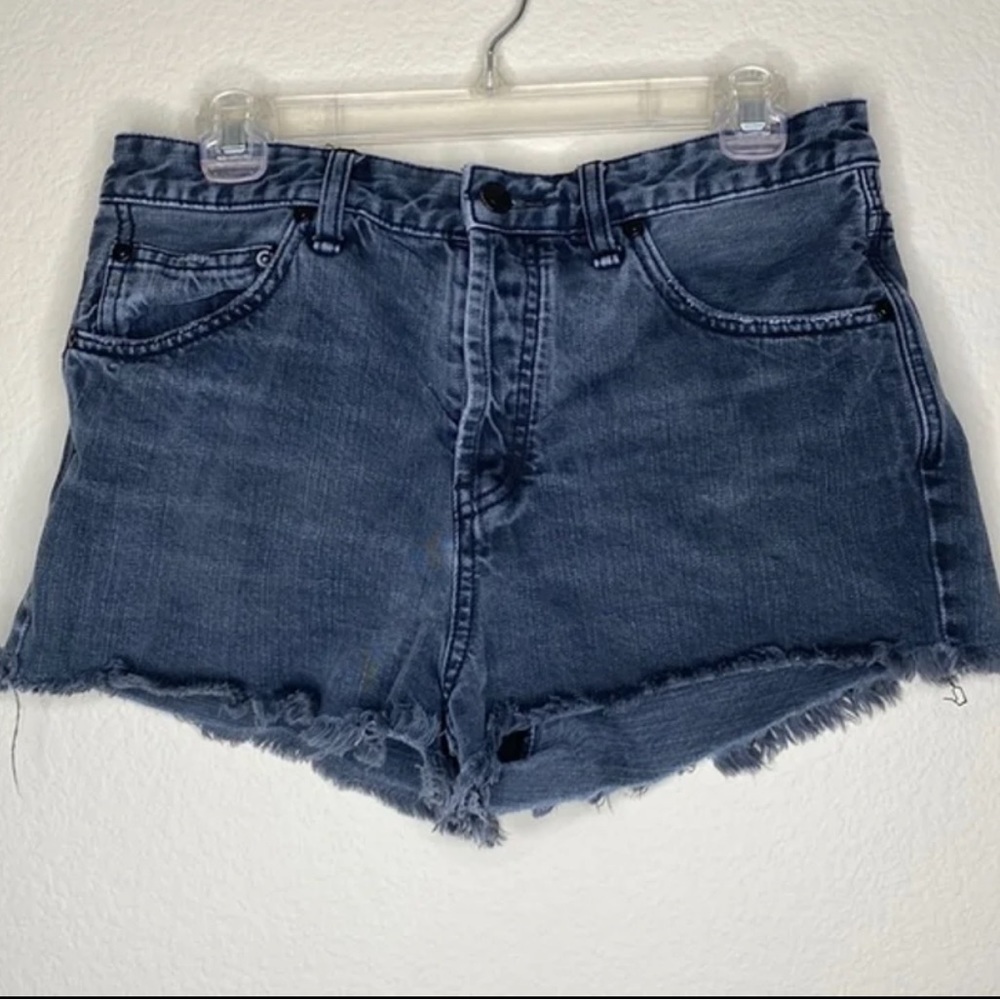 Free People grey black denim high rise shorts Sz 29 EUC